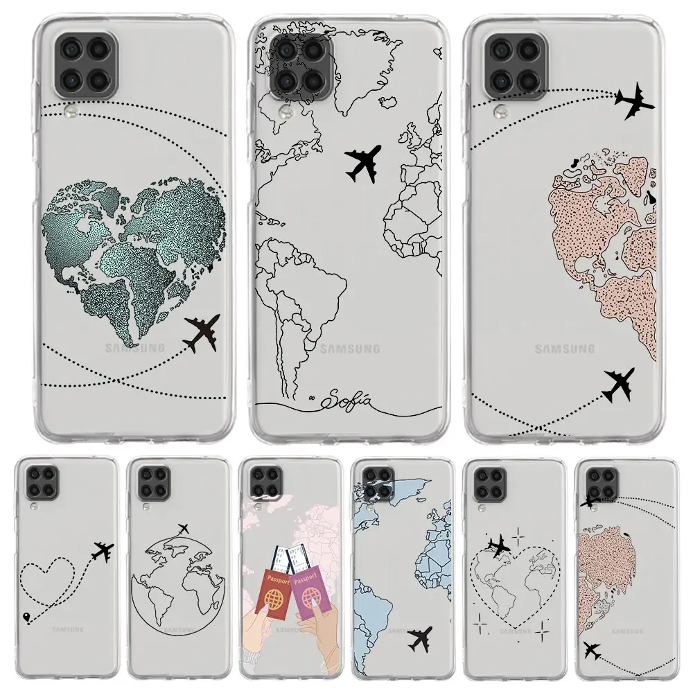 Fashion Planes World Map Travel Case For Samsung A13 A33 A73 A53 A23 A51 A71 A21S A12 A11 A31 A41 A01 A03S A22 A52 A32 5G Cover