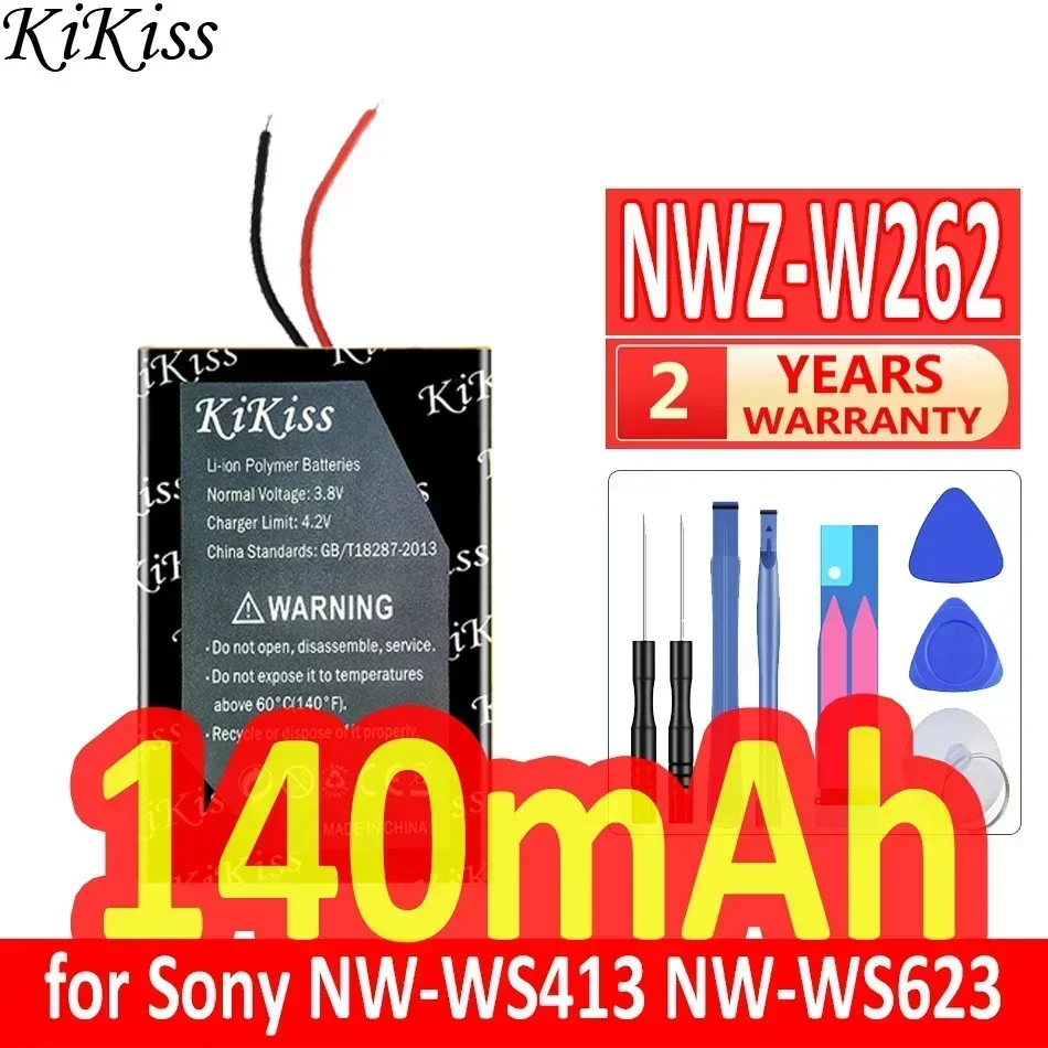 KiKiss Battery 140mAh NWZW262 (401225 2line) for Sony NW-WS413 NW-WS623 NW-WS625 NWZ-W273S NWZ-W274S NWZ-W252 NWZ-W262