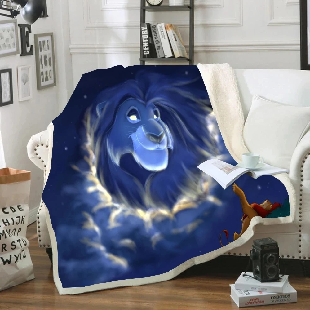 Cool Anime Lion King Simba 3D Blanket Wool Cartoon Art Print Children's Warm Bed Throwing Blanket Newborn Baby Blanket Boy Gift