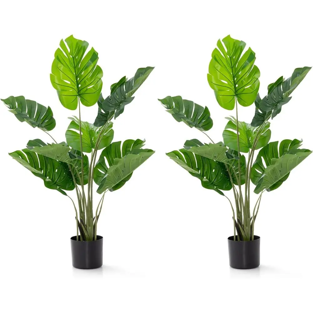 

Potted Monstera Deliciosa Plant, 4ft Tall with 10 Lush Leaves, Ideal for Indoor or Outdoor Home and Office Decor, 2-Pack