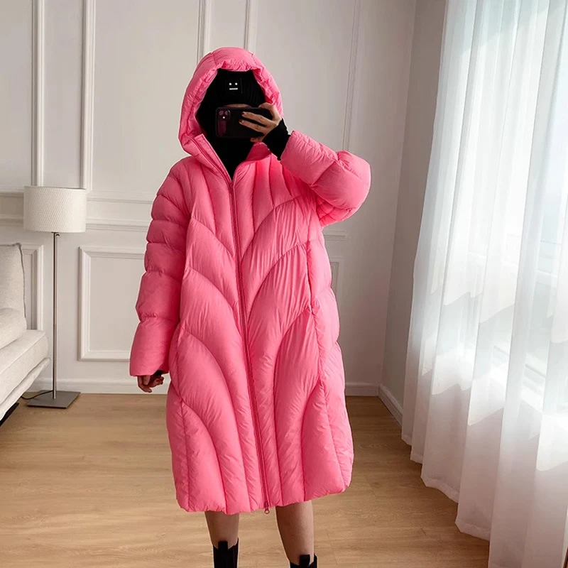 เสื้อแจ็คเก็ตขนเป็ดสีขาวสำหรับผู้หญิง ยี่ห้อ Schinteon แบบมีฮู้ด สำหรับฤดูใบไม้ร่วงและฤดูหนาว อุ่น หนา สวมใส่สบาย ทรงหลวม แฟชั่นใหม่ ปี 2025