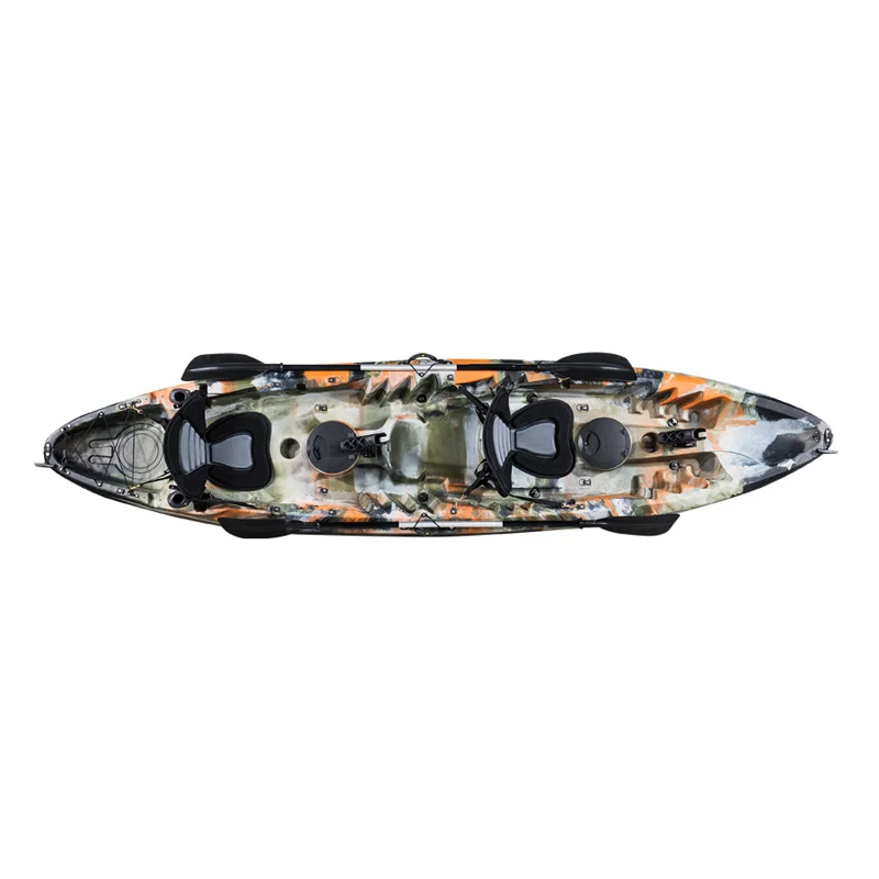 Kuer Oceanus 2+1 Multi‑Person Rotomolded Sit‑on‑Top Kayak With Paddle For River Touring Fishing Water Sports