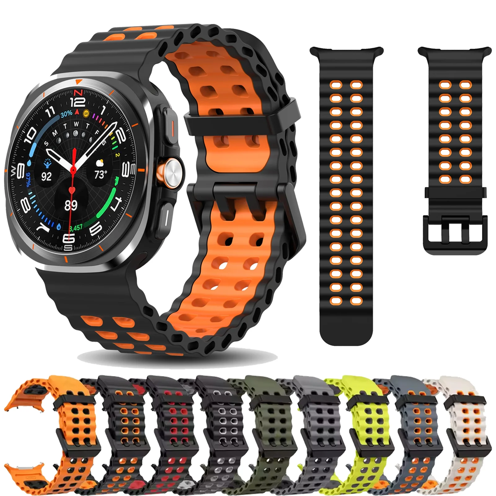 Original Strap for Samsung Galaxy Watch Ultra 47mm Band Accessories Silicone Correa for Galaxy watch7 Ultra Breathable Bracelet