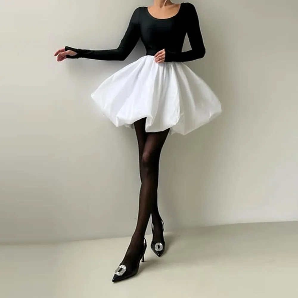 Fashion White A-line Short Bubble Skirts New Arrival Black Mini Women Bubble Skirt Handmade Maxi Skirt