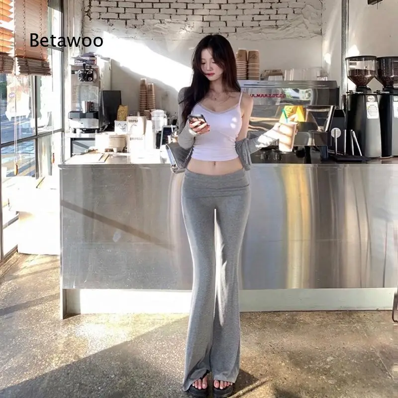 Womens Korean Style Solid Color Casual Long Pants Soft Comfortable Figure Flattering Trousers Elegant Versatile Bottoms For Dai