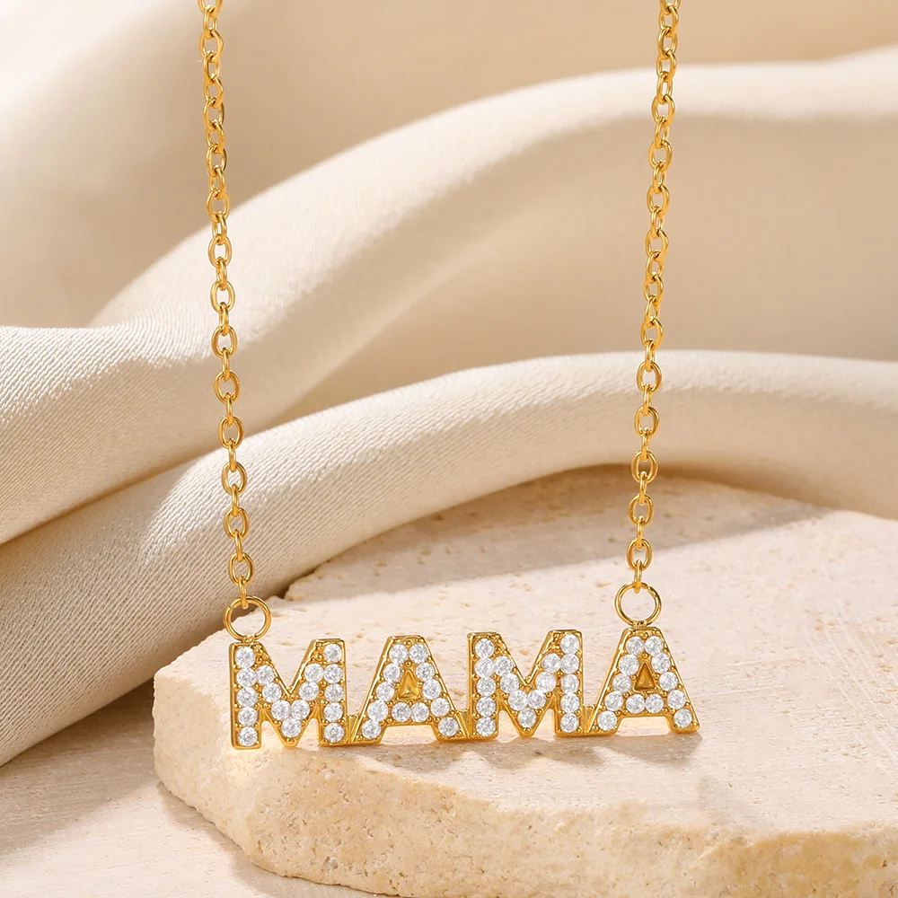 Mother Letter Pendant Necklace For Women Gold Color Stainless Steel Sun Necklace Classic Elegance Vacation Jewelry Free Delivery