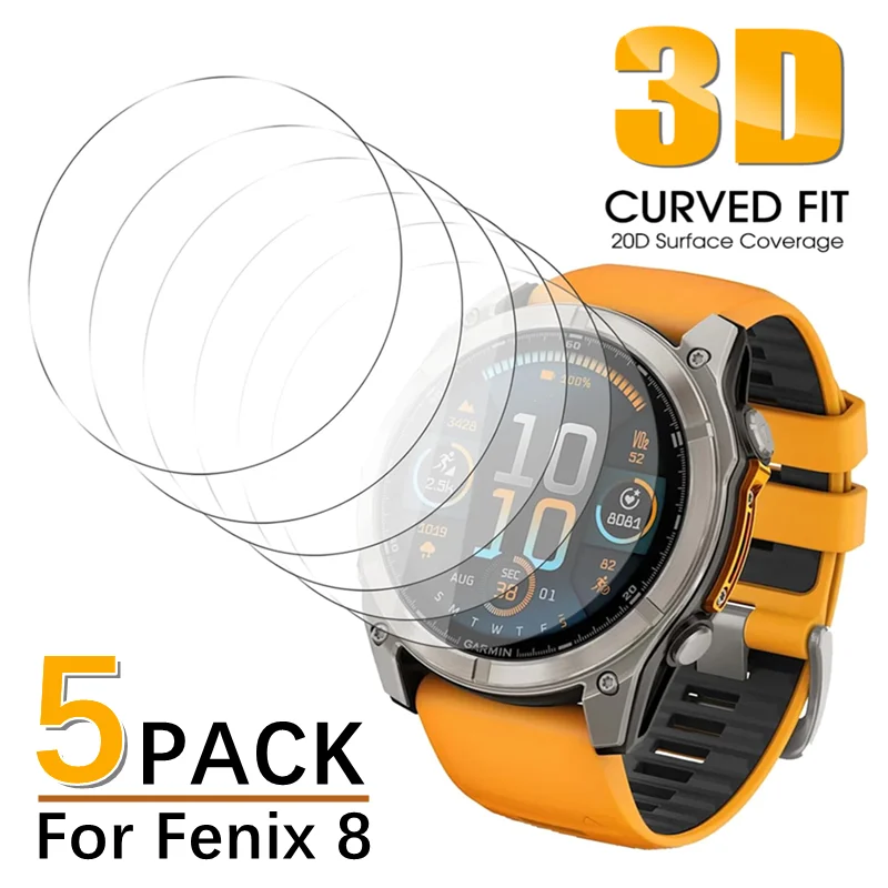 1-5Pcs Tempered Glass for Garmin Fenix 8 43mm 47mm 51mm Screen Protector Anti-Scratch HD Protective Film For Garmin Fenix8 47MM