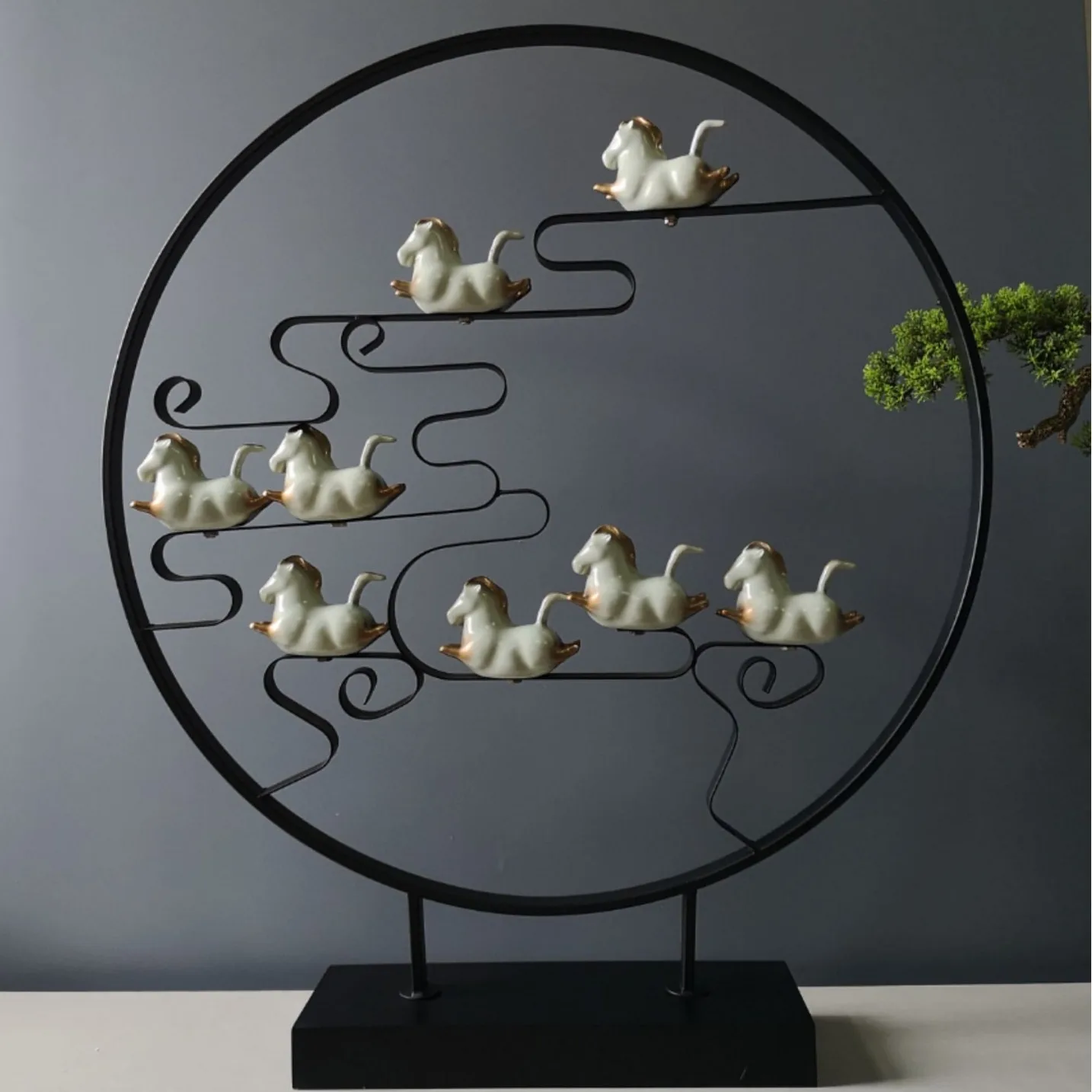 Wholesale Creative Metal Crafts Ba Jun Ma New Chinese Iron Entrance Living Room Large Home Ornament
