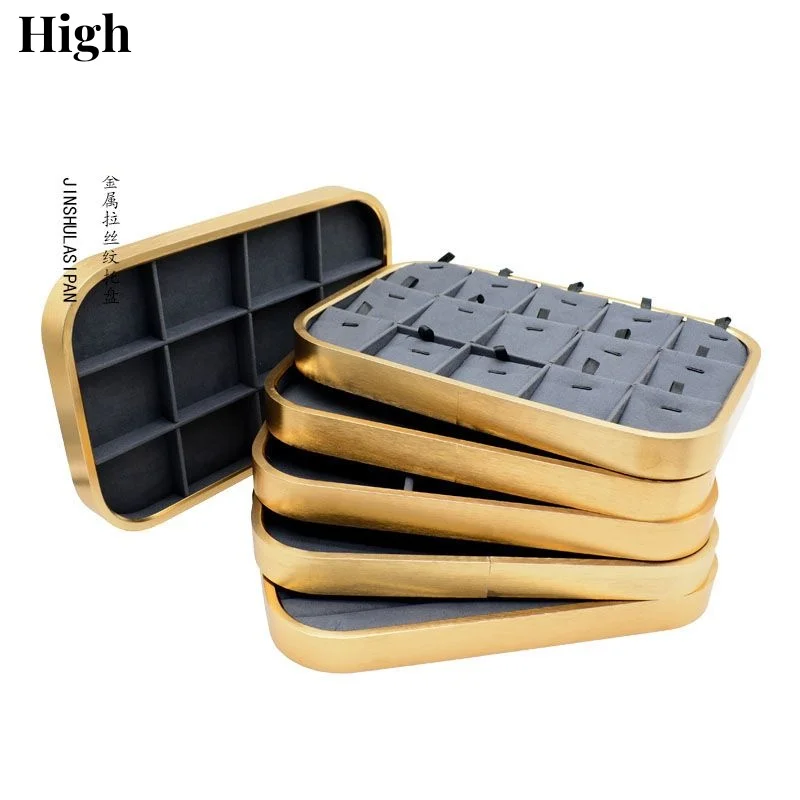 

1 шт. роскошный металлический бархатный лоток для демонстрации ювелирных изделий, кулон, держатель для ожерелья, стойка для сережек, колец для хранения живых встреч, ювелирных изделий