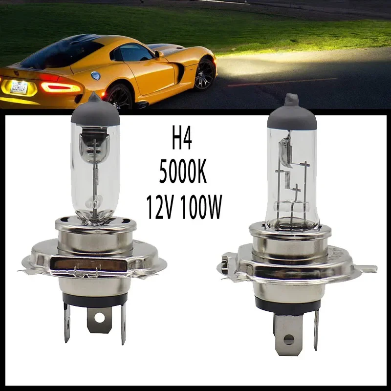 2pcs H4 12V 100W Xenon Halogen hyaline car Headlight Hi/Lo Quartz Glass 5000K Light Lamp Bulbs