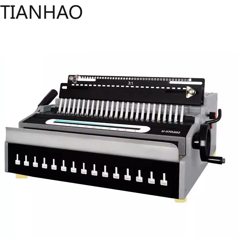 U-ST202 Iron Ring and Rubber Clamping Strip Three-in-one Electric Punching and Binding Machine File Contract Tender