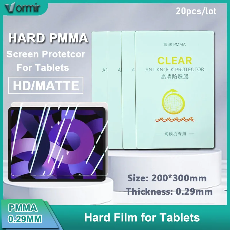 VORMIR 20pcs 200*300mm Hard PMMA Screen Protector for Tablet Transaparent HD Film for iPad 10.2 10.9 Plotter Cutting Machine Use