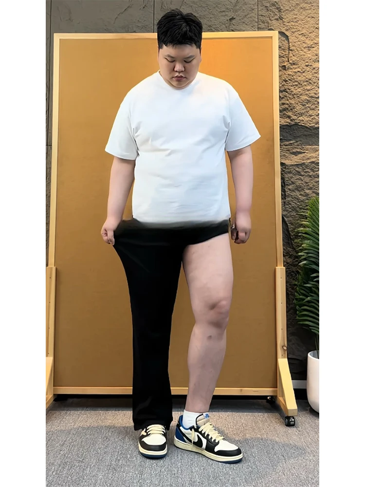 

Высокоэластичные мужские джинсы прямого кроя больших размеров, летние, зауженные, расклешенные, с высокой талией, из денима с эффектом потертости