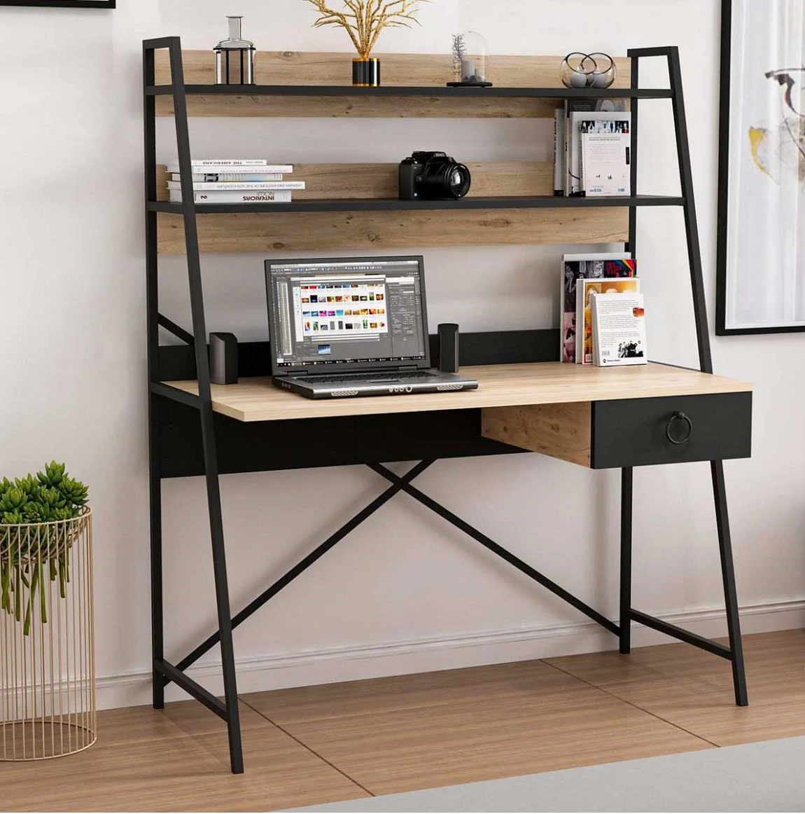 Office Furniture Modern Elegant and Wooden Design Right Angle Computer Desk