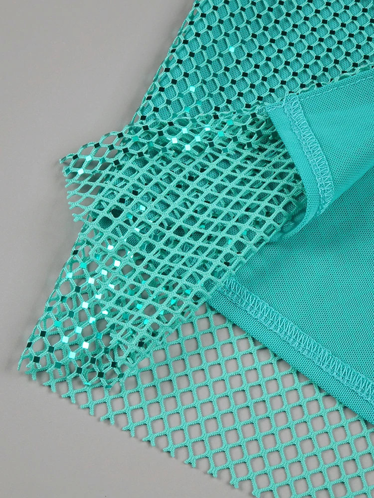 VC Fashion Teal Long Prom Dress Glitter Netfish Mesh Patchwork Strapless High Slit Pearls Flowers Details Evening Party Gowns