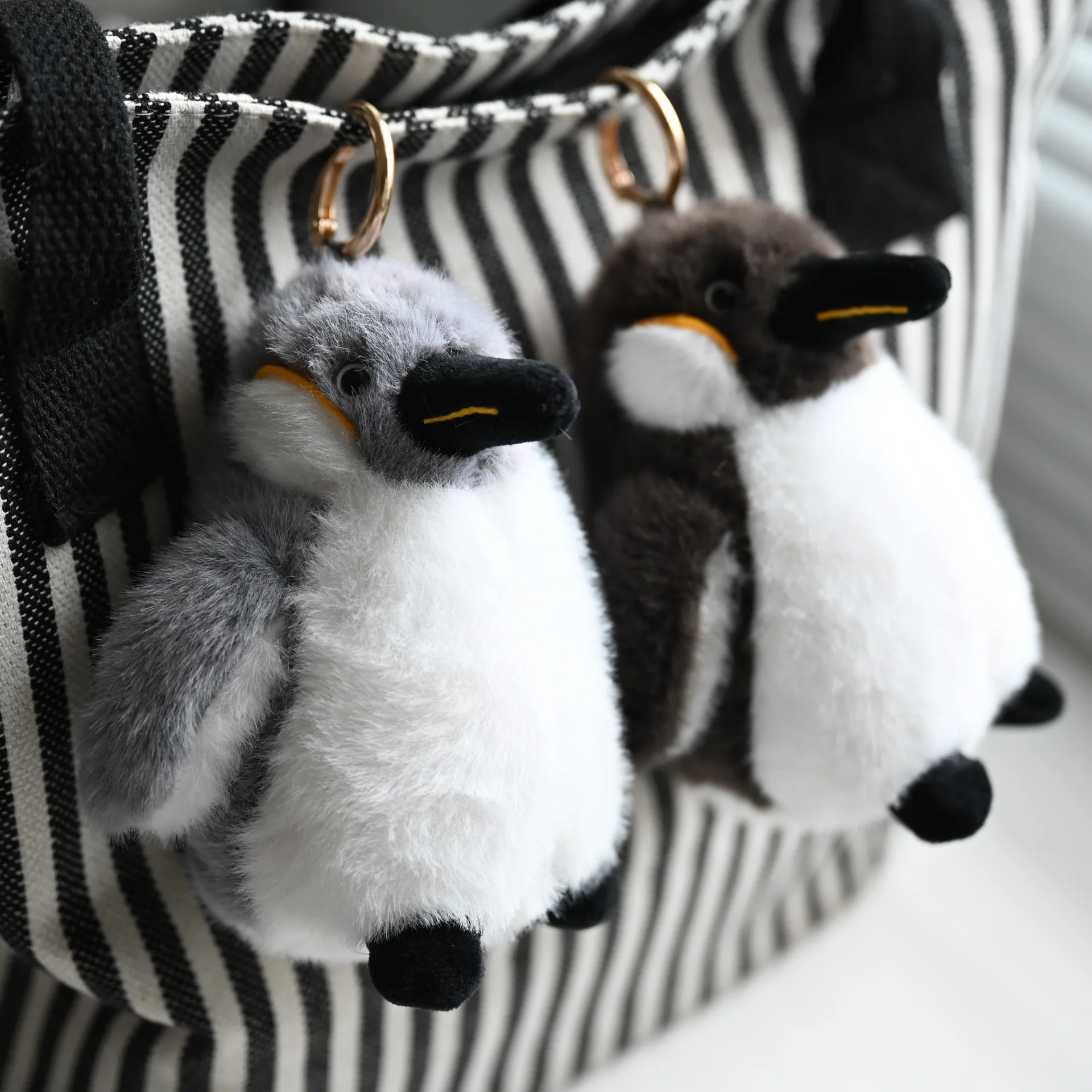 

[Winter Penguin] Simulated Large Circle Penguin Doll Keychain Polar Aquarium Penguin Plush Toy Round Button
