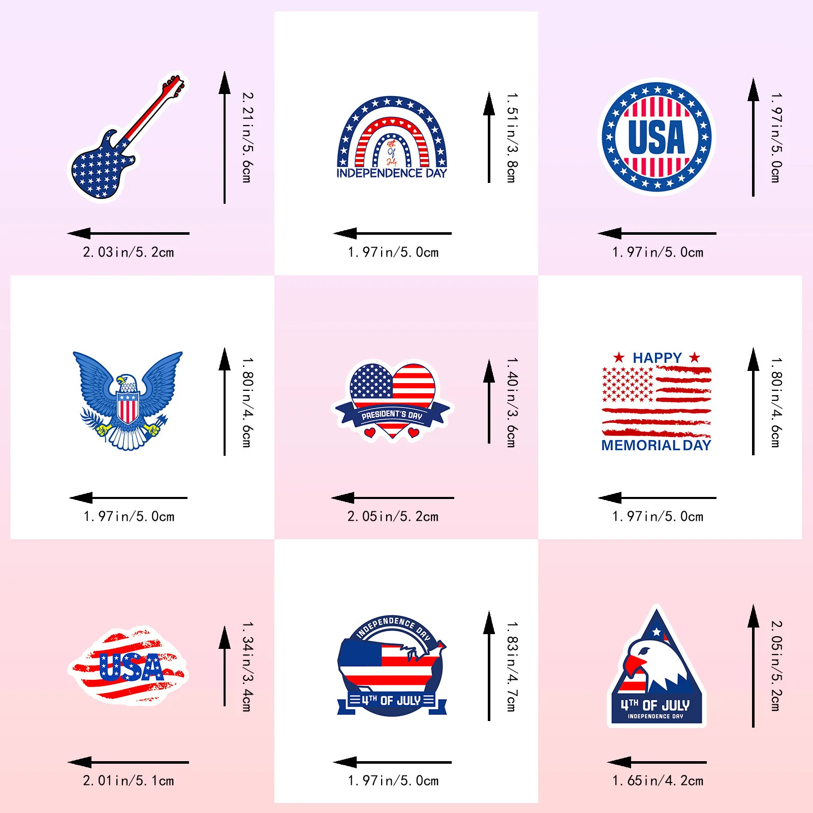 50PCS Independence Day Flag Faith Sticker Decals Luggage Travel Backpack Skateboard Phone Laptop USA Sticker Wholesale