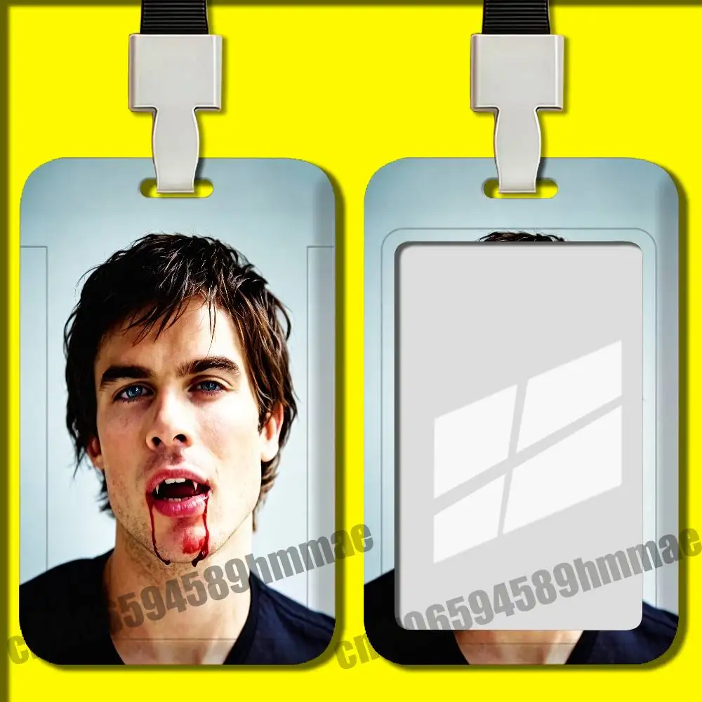 Employee ID Card Holder Office Badge Student Bank Work Credit For Ian Somerhalder Damon Salvatore Holders Hard Case Shell