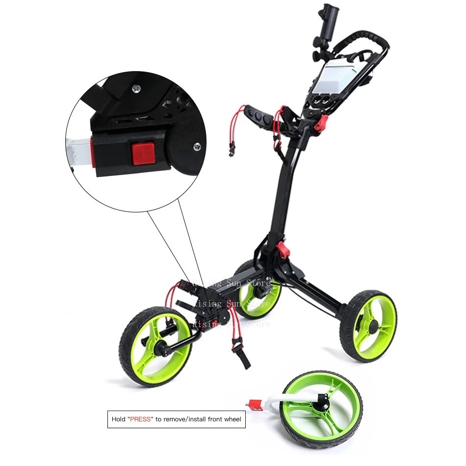 4 Wheel Golf Cart Trolley with Max Silver USB Set Umbrella Cup Accessory Kit