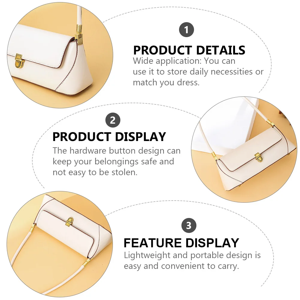 

Women Shoulder Bag Premium PU Material Lightweight Chic All-Match Storage Bag Button Closure for Travel Shopping Daily Use