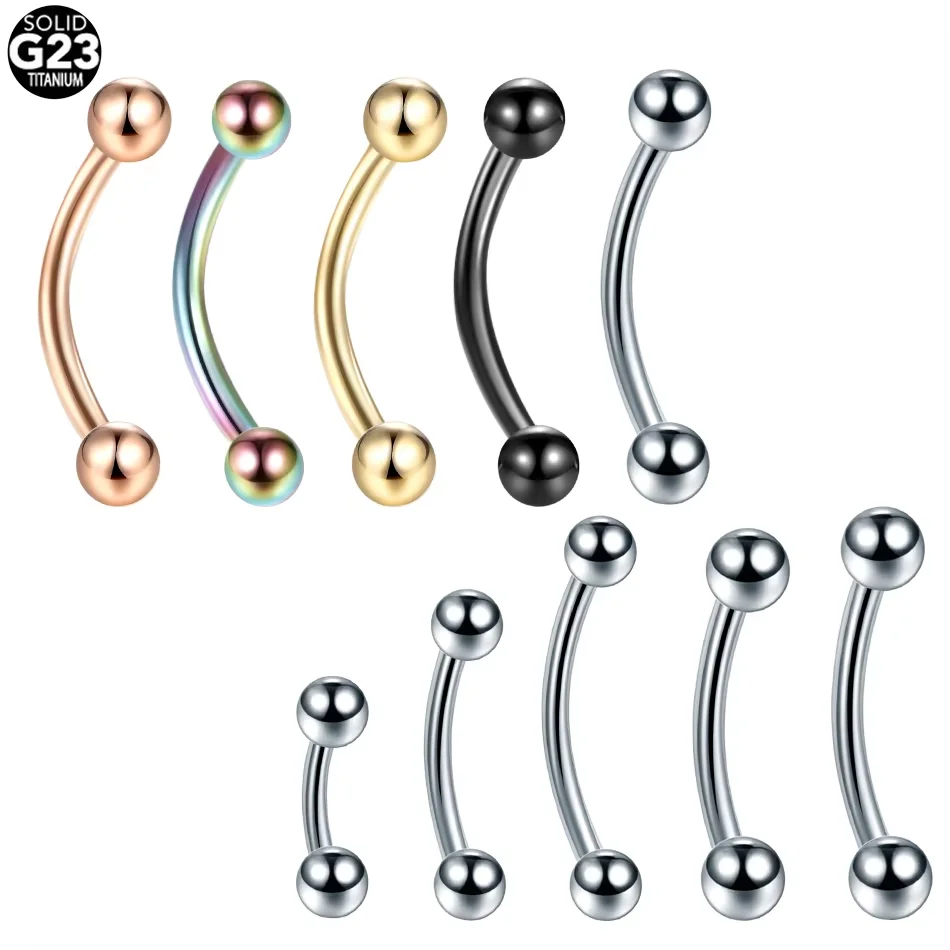 20pcs Titanium Externally Threaded Eyebrow Rings Ball Eye Tongue Rings Piercings Curved Barbell Tragus Piercing Body Jewelry