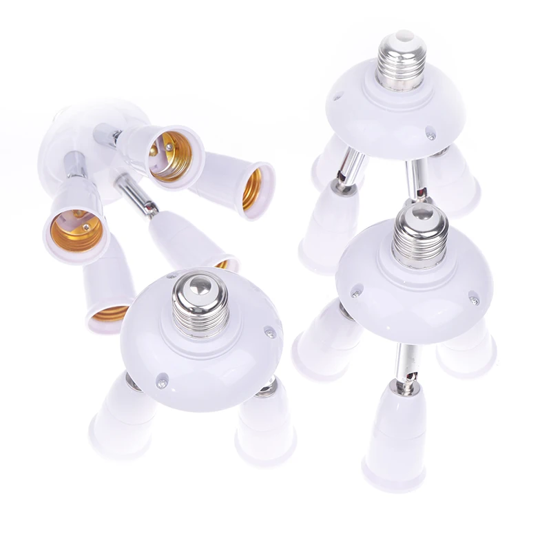 New White Extension Light Adapter E27 Splitter Lamp Bulb Socket Improvement Lighting Holder Conversion For Workshop Warehouse