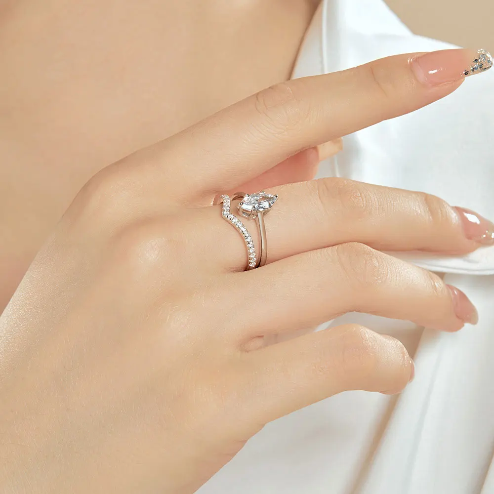 D‑VVS1 1CT Marquise‑Cut Moissanite Stacking Engagement Ring for Women,GRA Certified,925 Sterling Silver Base Plated 18K,Lab‑Created Diamond‑Style Fine Ring,Wedding Party Occasion,Anniversary Holiday Gift Accessories