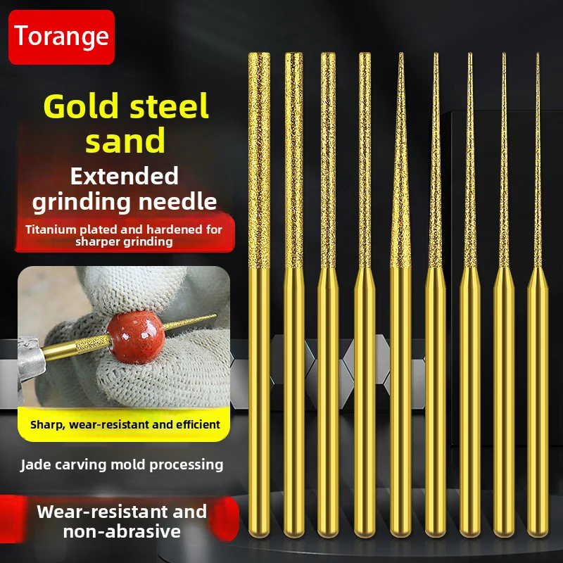 Titanium Plated Diamond Grinding Head Extended Pointed Cylindrical Jade Expanded Hole 3mm Diamond Sand Grinding Needle