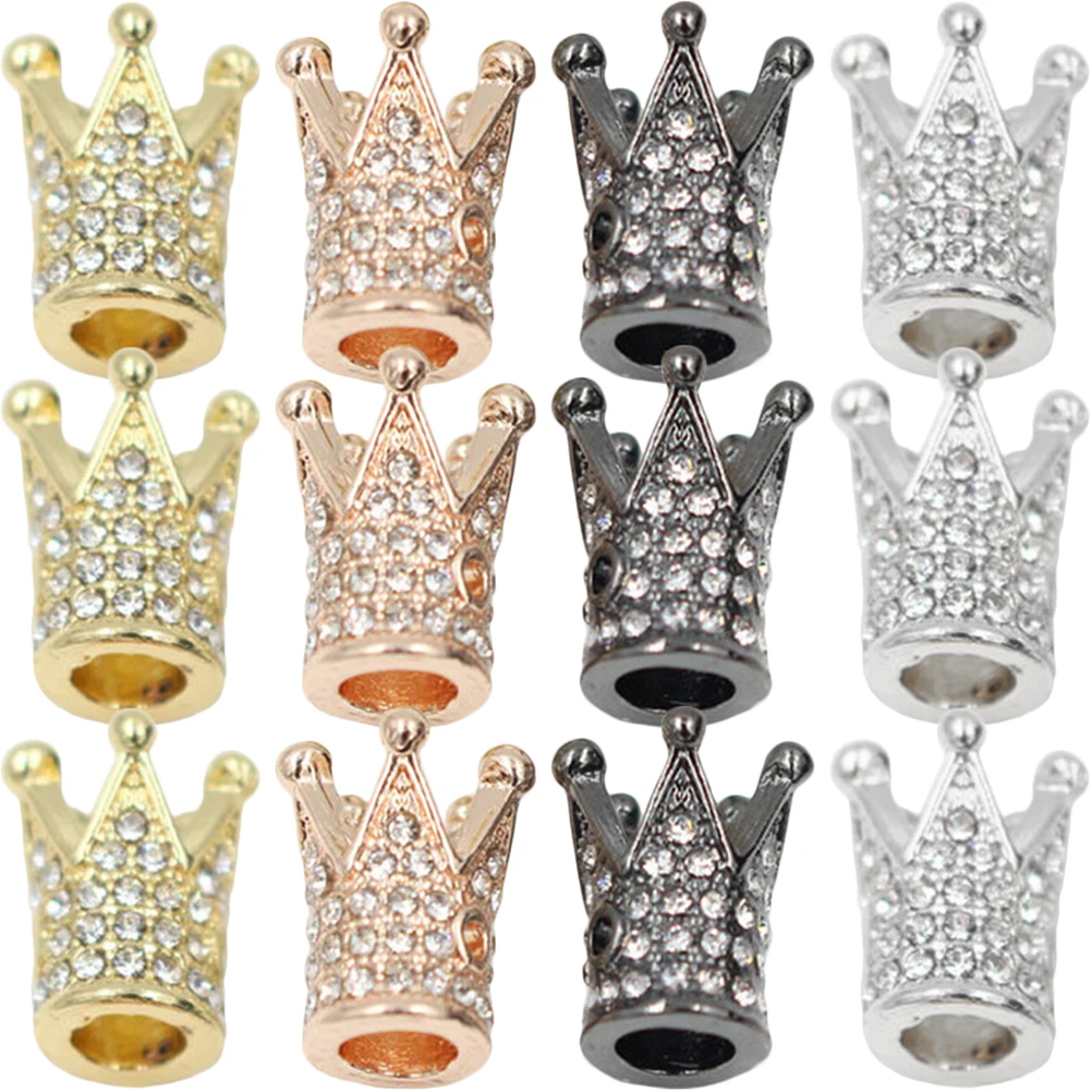 12 Pcs Crown Beads Spacer Pendant Rhinestones Crystal Making Charm Jewelry Crowns Accessories Bracelets Earrings Necklace