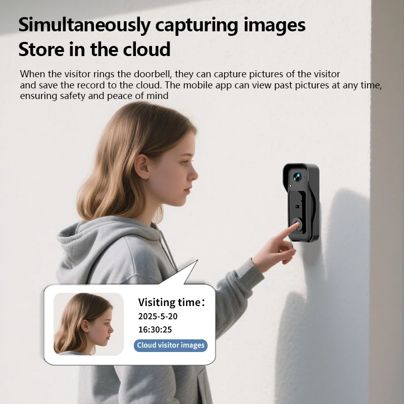Smart Video Doorbell Camera, Wireless WiFi Doorbell with Indoor Chime, HD Night Vision 130° Wide Angle, Two-Way Audio Remote Intercom, Home Security Doorbell with Cloud Storage