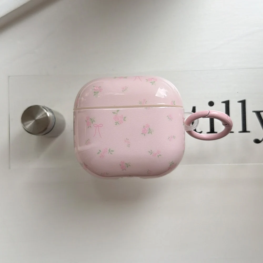 spring fresh flower pink earphone case for girl airpods 1 2 3 4 pro 2 pro3 wireless bluetooth headphone cover with keychain