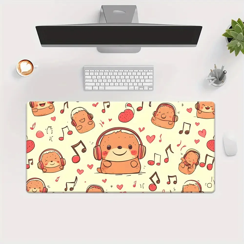 Cute Music Lover Cartoon Character Desk Mat Non-Slip Rubber Extended Gaming Mouse Pad Office