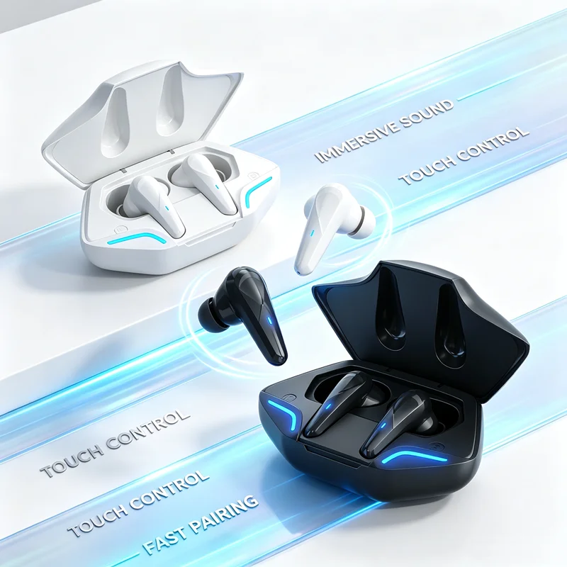 New Gaming Earbuds Wireless Bluetooth Earphones With Mic Bass Audio Sound Positioning 9D Stereo Music HiFi Headset For Gamer