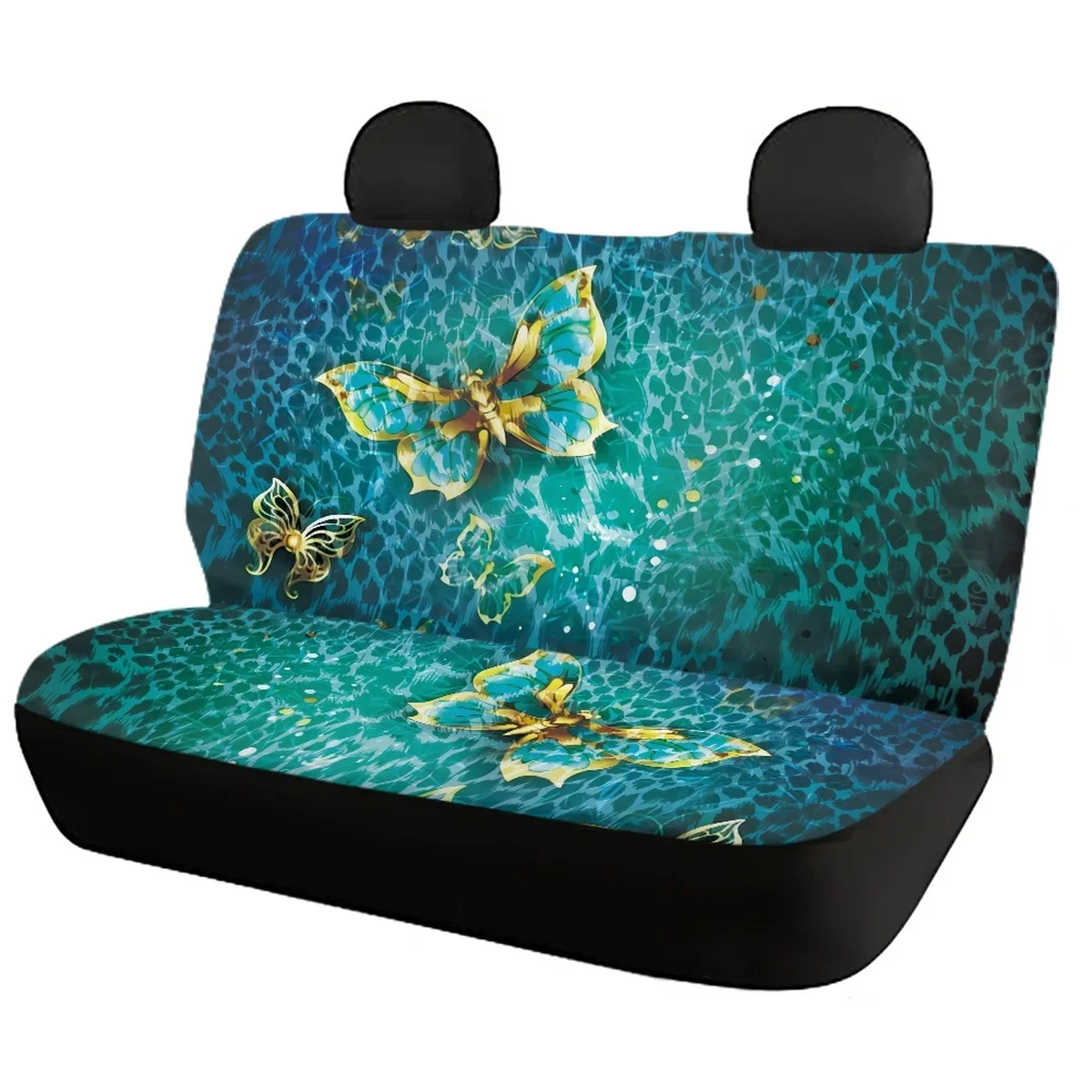 Car Full Set Interior for Women Men Golden Butterflies Sedan Front and Rear Seat Cover Easy to Install Autos Decor