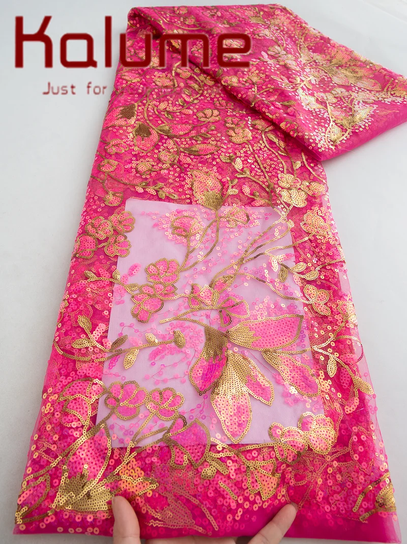 

Nigerian French Lace 2025 Sequin Fabric For Wedding Dress Embroidered African Tulle Net Lace Fabric High Quality For Women F4076