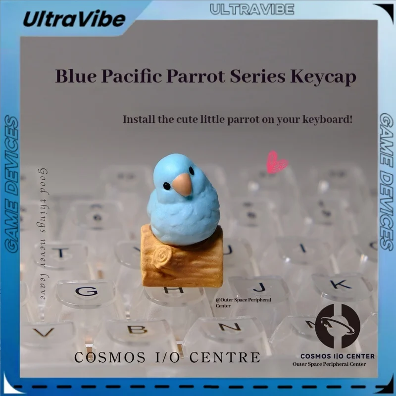 

Blue Pacific Parrot Bird Keycaps Handmade Cute Pet Keycaps Creative Customization Mechanical Keyboard Keycaps Office Gift