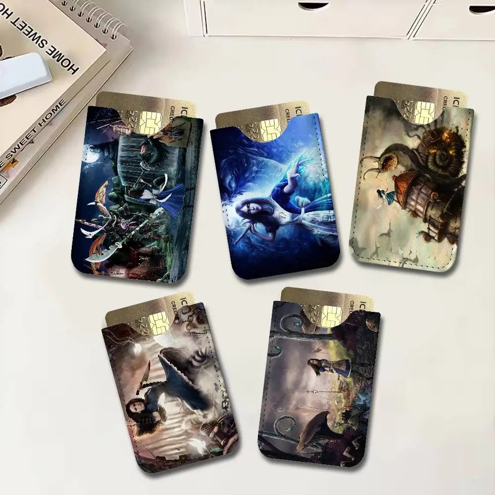Game A-Alice Madness Returns Ultra Slim Men Leather Mini Wallet Lightweight Credit Bus ID Card Holder Case Daily Business Use