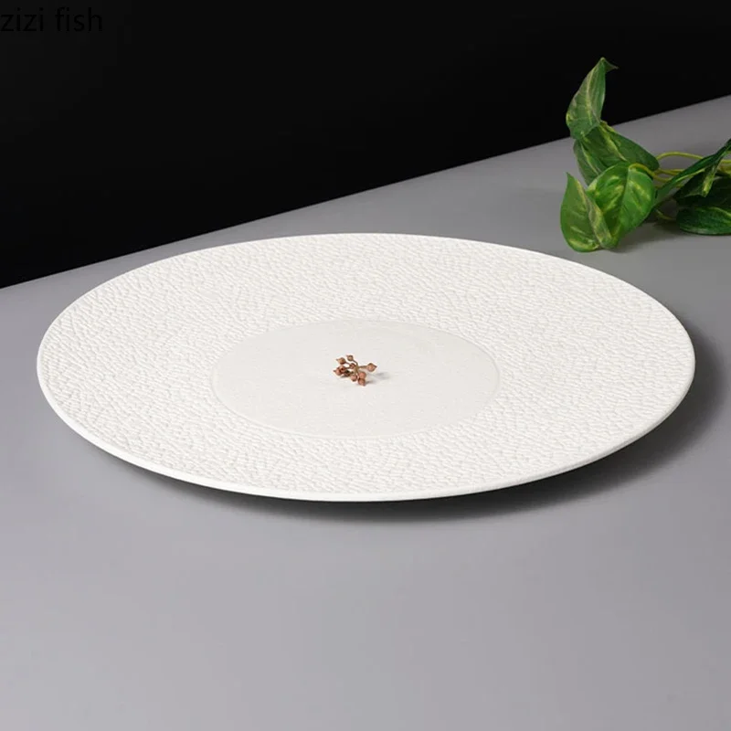 Pure White Circular Ceramic Dinner Plate Restaurant Dessert Dish Sushi Plate Molecular Cuisine Display Plate Specialty Tableware