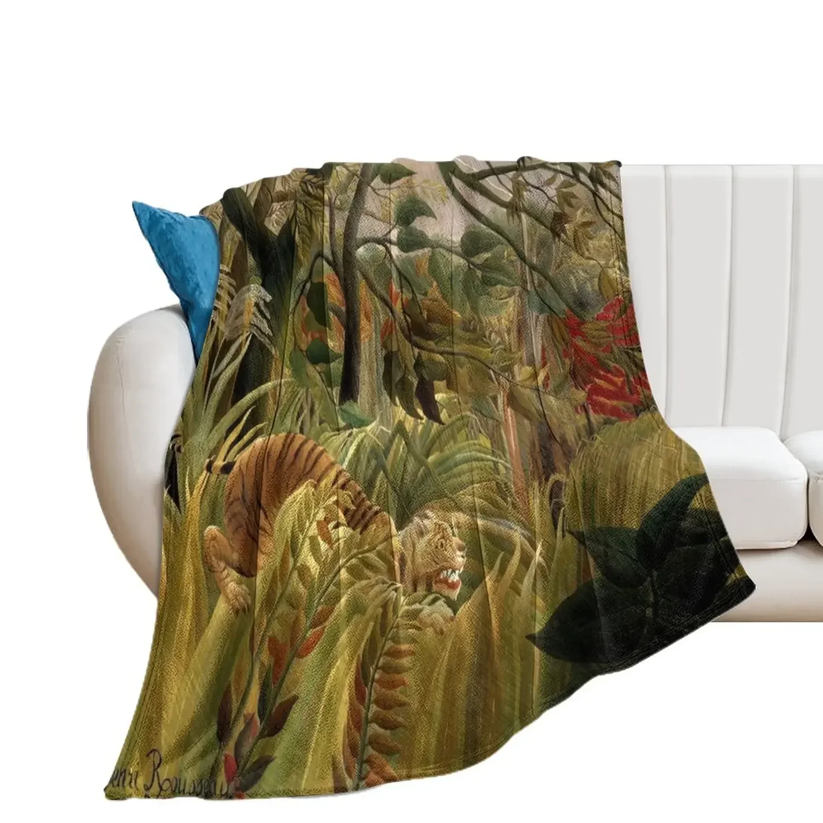 Tiger in a Tropical Storm - Henri Rousseau Throw Blanket Luxury Brand Cute Blankets