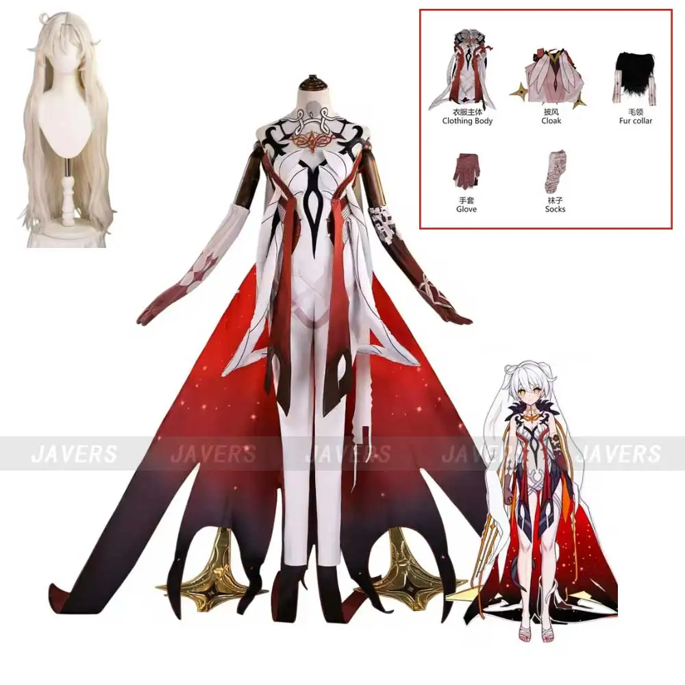 

Game Asmoday Cosplay Costume Fur Collar Cloak Coat Ruler of Space Combat Uniform Dress Woman Carnival Halloween Roleplay Suit
