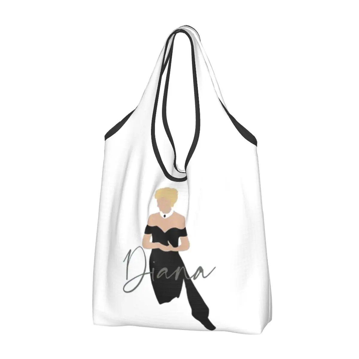 Princess Diana Queen Of Hearts Portable Tote Shopping Bags Foldable Shopper Bag Grocery Handbag Shoulder Bag