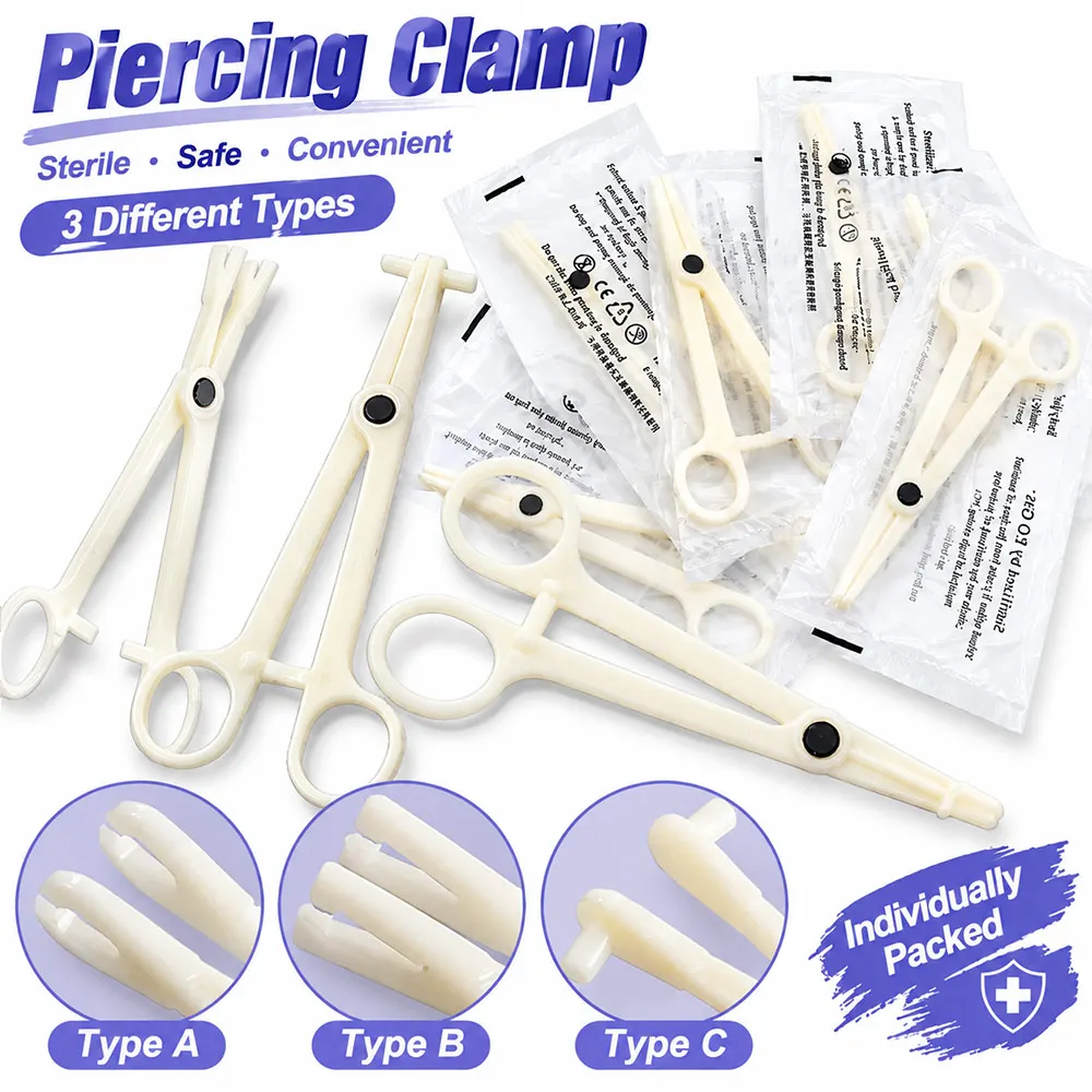 Disposable Piercing Clamp Ear Lip Navel Nose Round Open Triangle Septum Piercing Tools Forceps Plier Clamp Piercing Tools