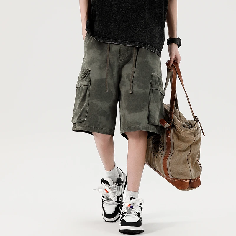 

Японские камуфляжные свободные трикотажные хлопковые рабочие брюки для мужчин, летние, модные, брендовые, повседневные, спортивные