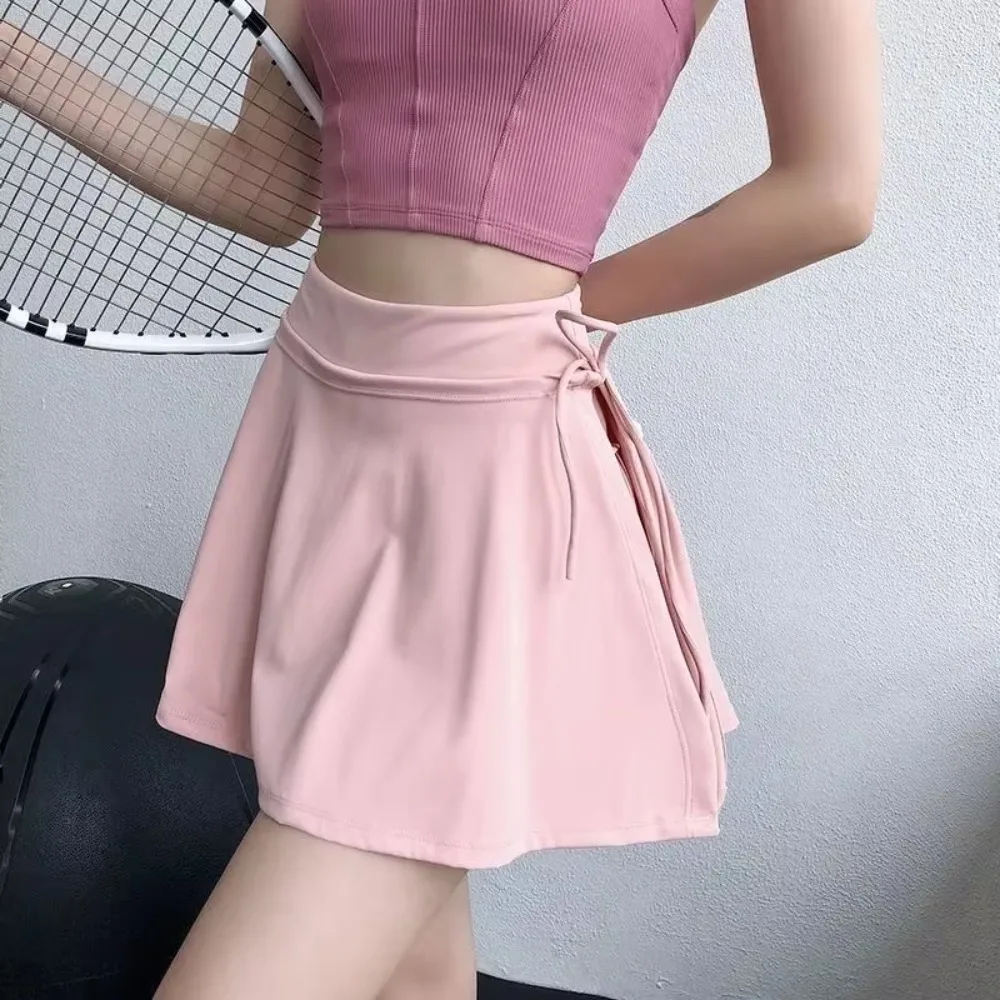 

Sports Yoga Badminton Tennis High Waist Skirt Pants Half-body Quick Drying Sports Skirt Side Split Strap Skirt Pants For Outwear