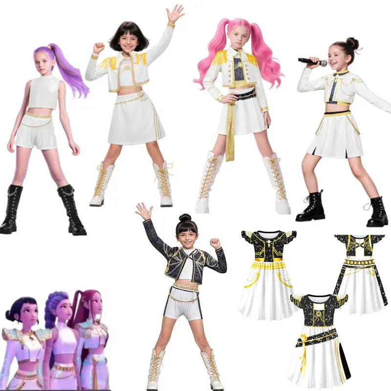 Новый аниме KPOP охотники на демонов Руми Зои Мира детский карнавальный костюм комплект для девочек на Хэллоуин наряды для ролевых игр платье для выступлений костюм