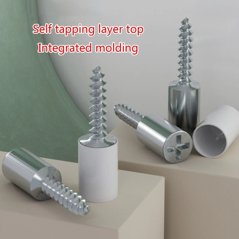 20Pieces Shelf Support Pegs Self-Tapping Screw Integrated Laminate Tray Spacer With Dust Cover for Cabinet Home-Kitchen
