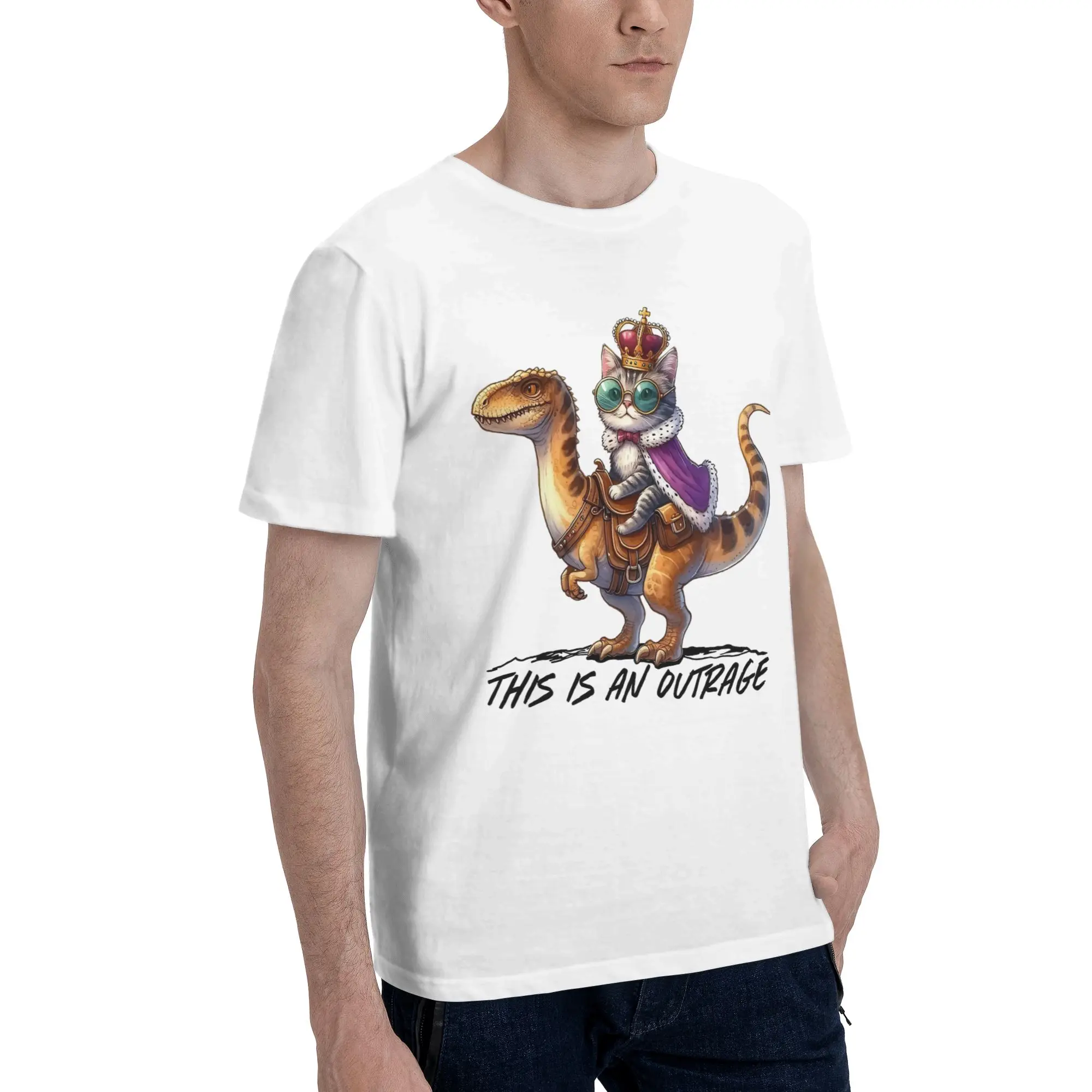Graphic Printed This Is An Outrage Princess Donut Cat  T Shirt For Unisex  Pure Cotton T-shirts Short Sleeve Clothing