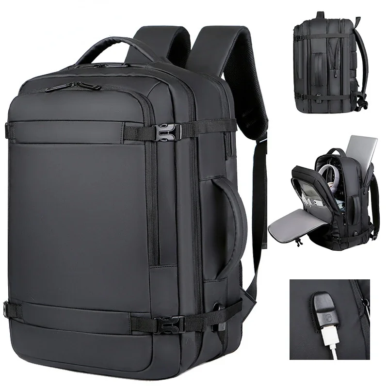 New 45 Large-Capacity Business Travel Shoulder Bag Expandable Multifunctional USB Charging Men\'s Waterproof Backpacks