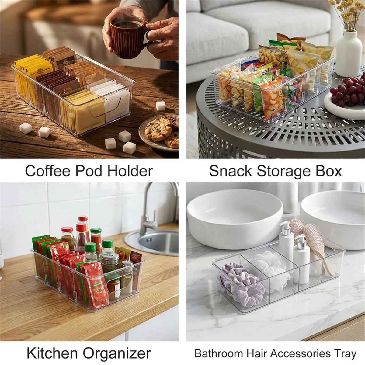 2 Pcs Seasoning Packet Organizer with Detachable Dividers for Kitchen, Pantry, Cabinet, Countertop