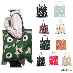 Women Designer Brands Thick Japanese Popular Shoulder Big Flower Cotton Shopping Finland Flower Pattern Style Portable Cloth Bag